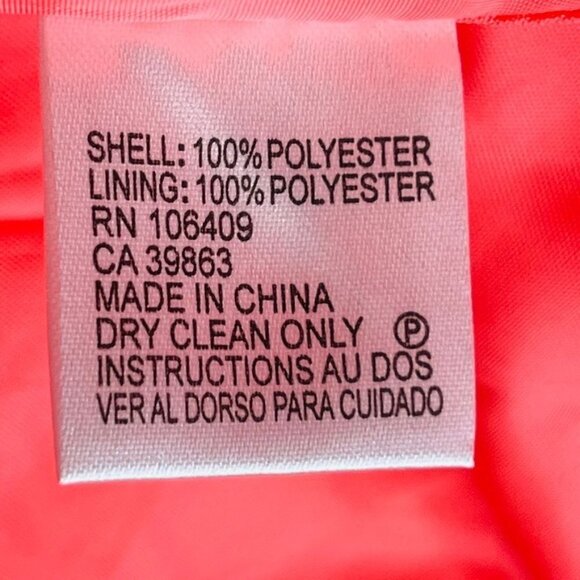 Tahari Arthur Levine Geometric Print Dress Size 8 Coral White Zip Close Ribbon - Picture 11 of 11